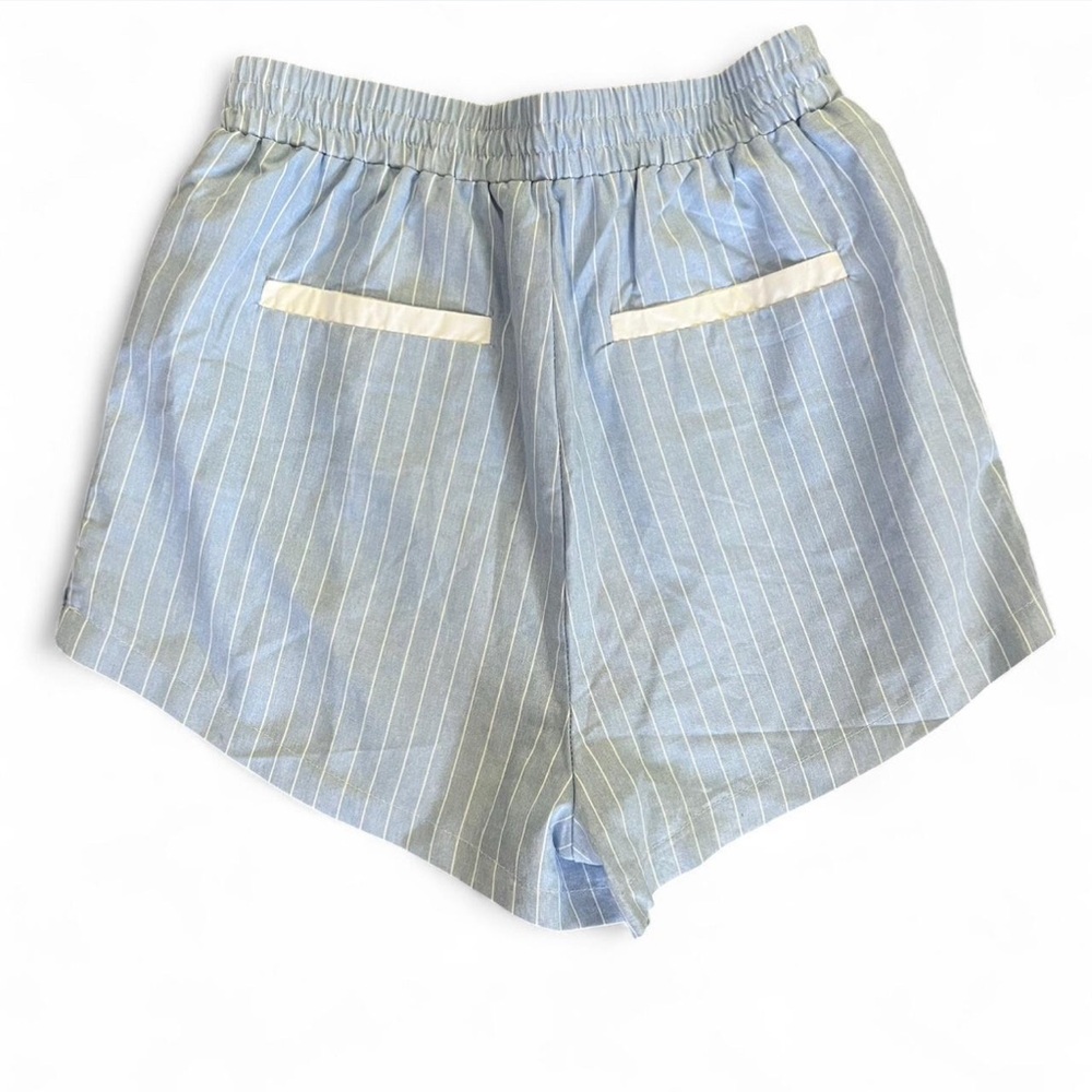 SNDYS X Revole Blue Striped Women's Shorts - Picture 3 of 5